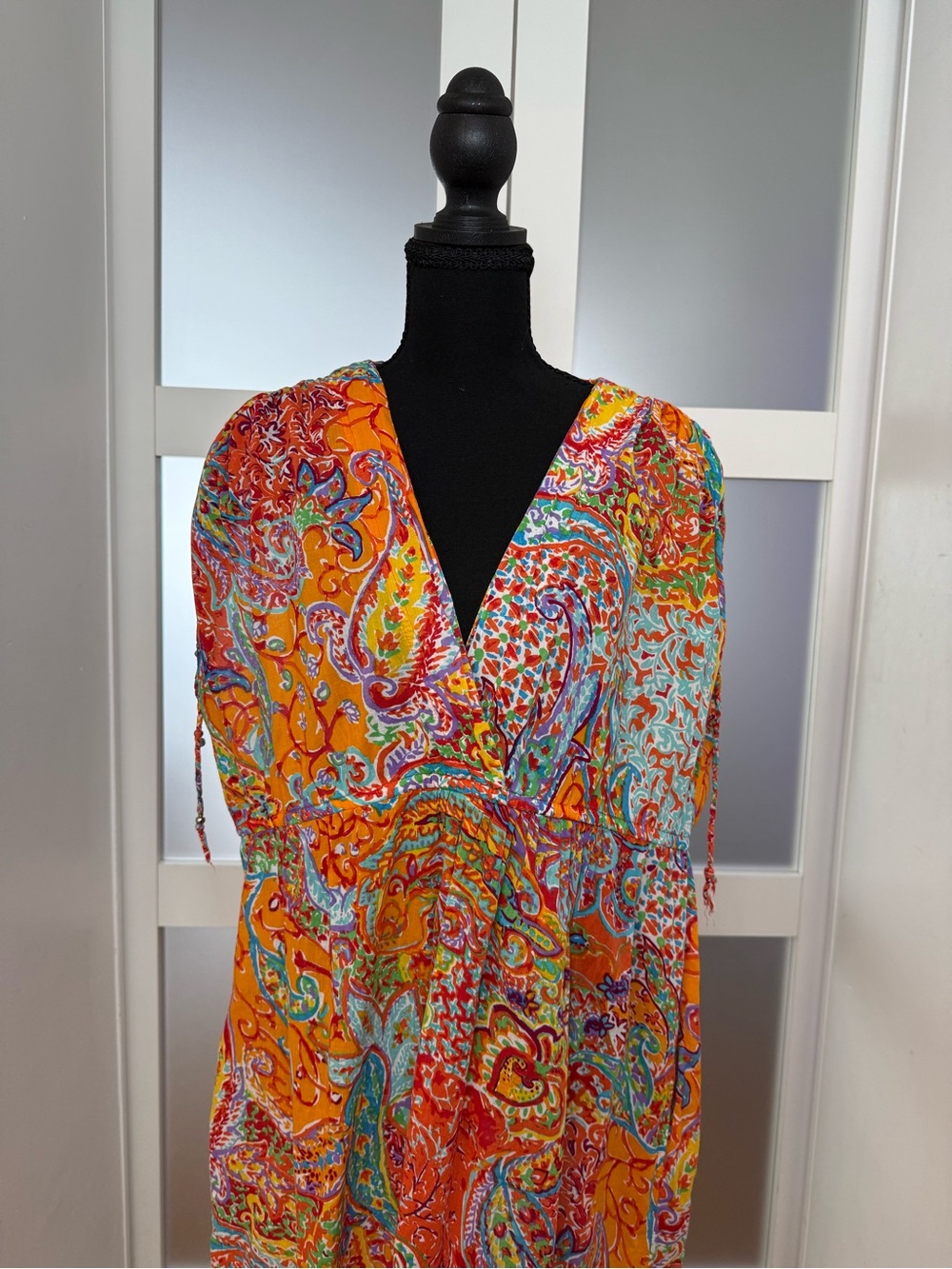 Lauren by Ralph Lauren Orange Boho Multicolor Paisley Swim Cover-Up, XL - Picture 2 of 11